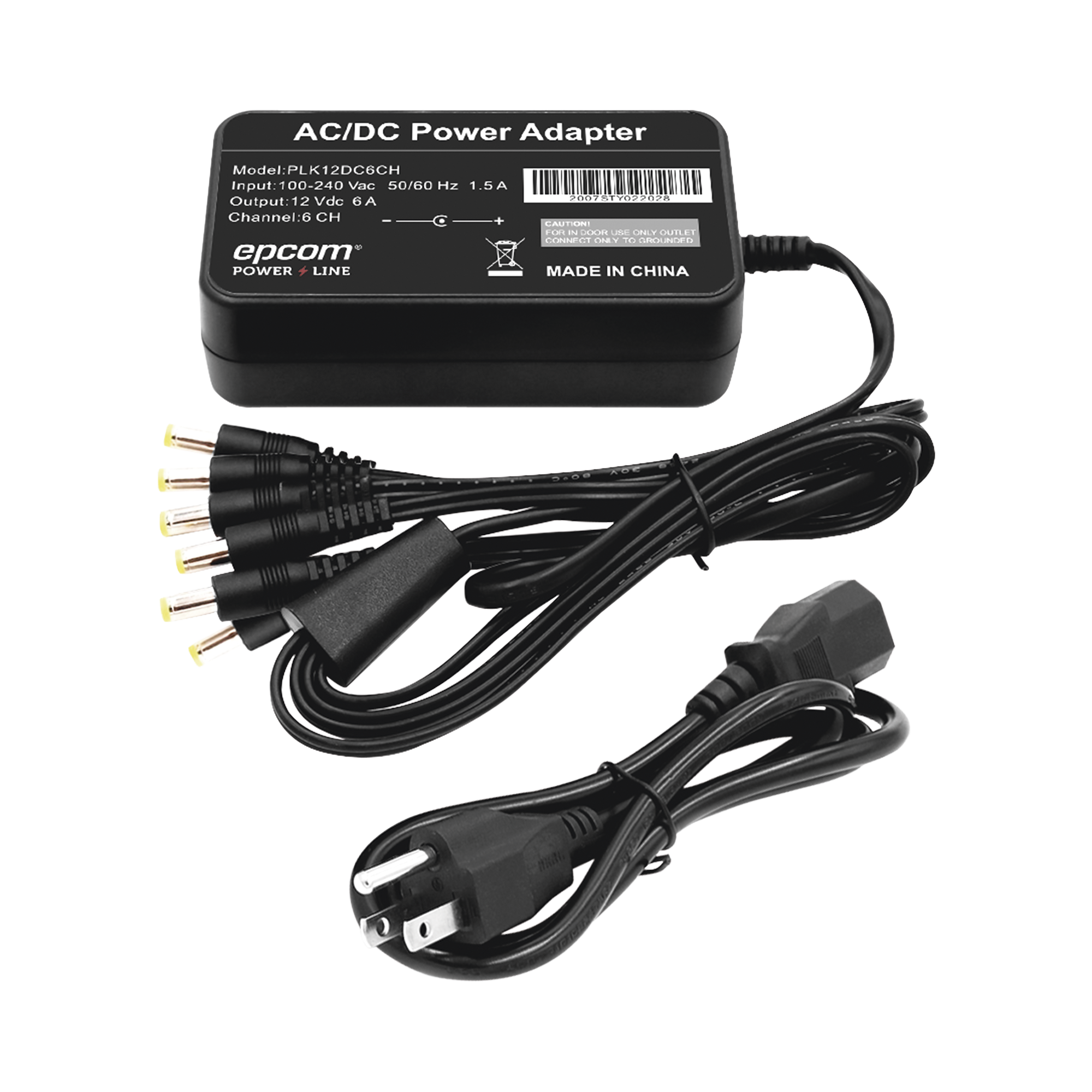 Fuente de Alimentación de 6 Salidas tipo Jack Macho de 12 Vcc / 6 Amper